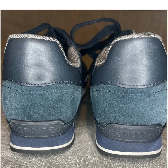 Hugo Boss Parkour Navy Blue Suede Mesh Sneakers Mens 43 50433661 - Picture 5 of 12